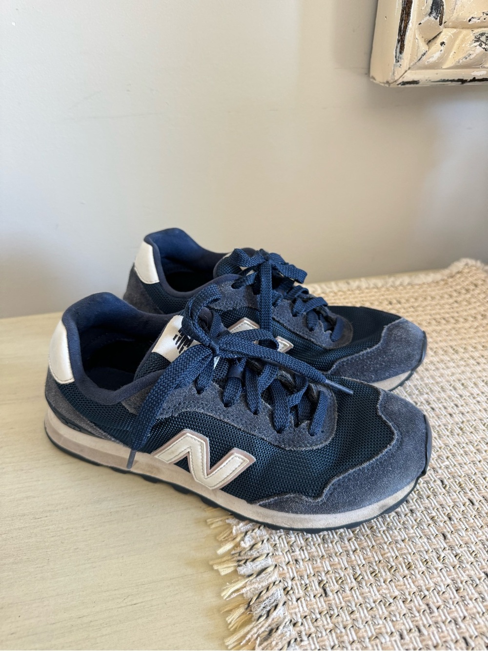 New Balance Navy and White Lace-Up Sneakers